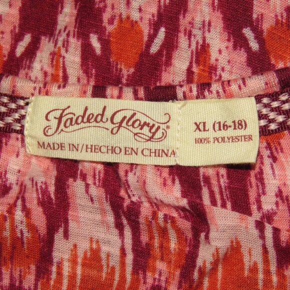 Faded Glory Multi-Color Long Sleeve Pullover Top & Front Tie Size XL 16-18 C1128 - Picture 6 of 7